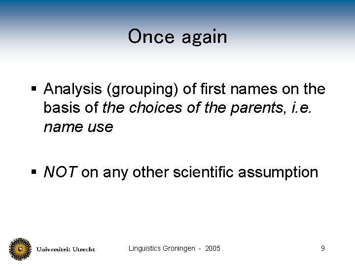 Once again § Analysis (grouping) of first names on the basis of the choices