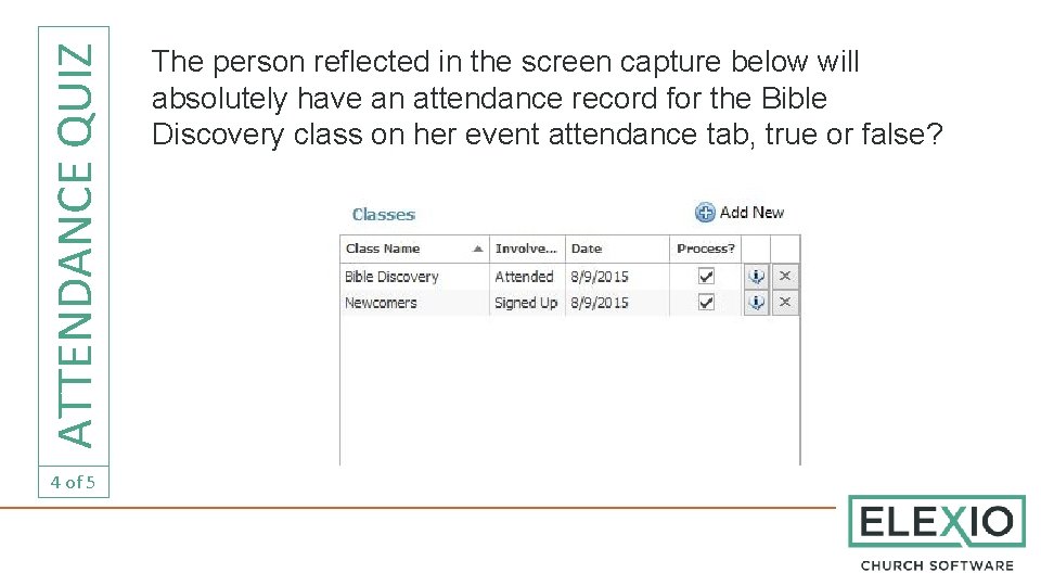 ATTENDANCE QUIZ 4 of 5 The person reflected in the screen capture below will