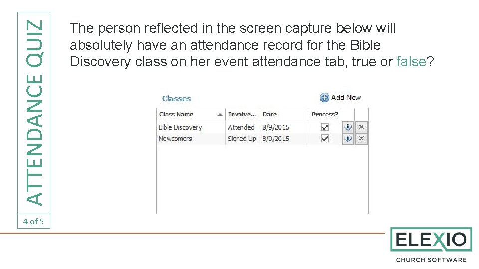 ATTENDANCE QUIZ 4 of 5 The person reflected in the screen capture below will