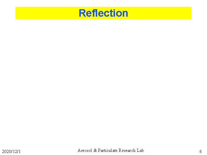 Reflection 2020/12/1 Aerosol & Particulate Research Lab 6 