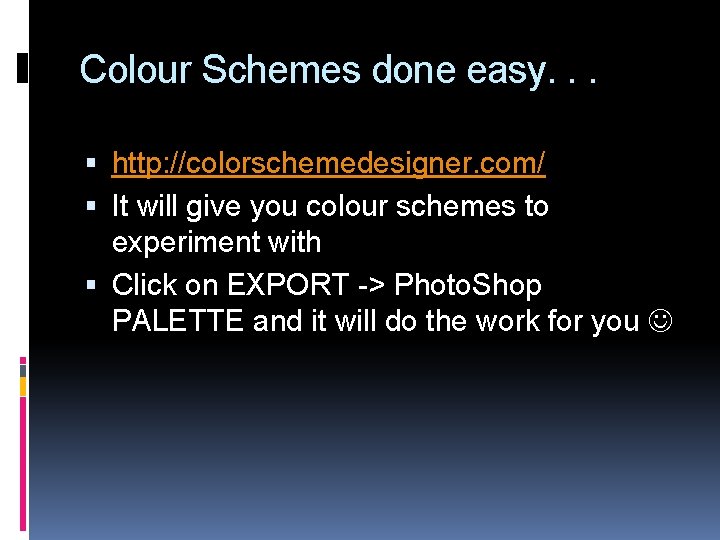 Colour Schemes done easy. . . http: //colorschemedesigner. com/ It will give you colour