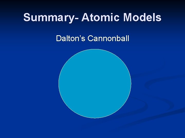 Summary- Atomic Models Dalton’s Cannonball 