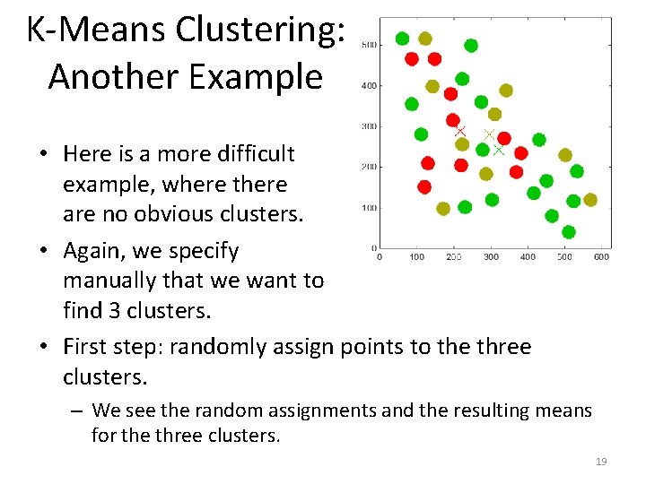 K-Means Clustering: Another Example • Here is a more difficult example, where there are