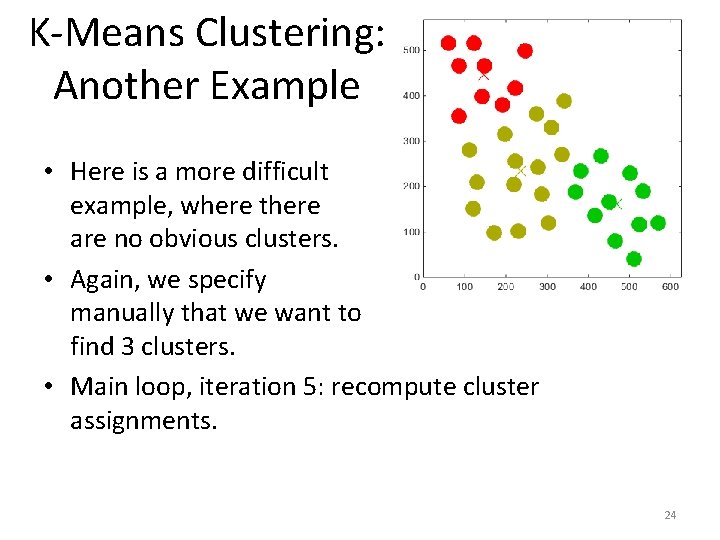 K-Means Clustering: Another Example • Here is a more difficult example, where there are