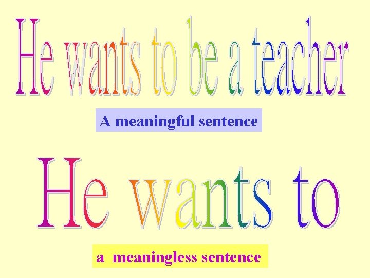 A meaningful sentence a meaningless sentence 