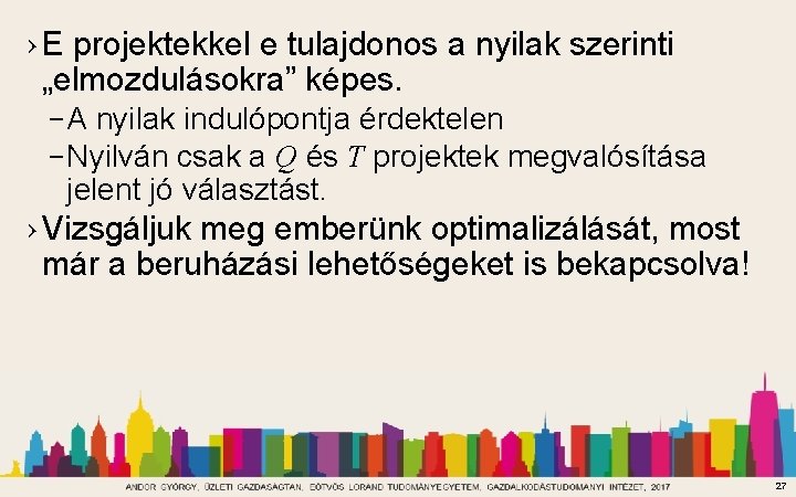 › E projektekkel e tulajdonos a nyilak szerinti „elmozdulásokra” képes. – A nyilak indulópontja