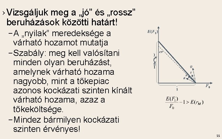 › Vizsgáljuk meg a „jó” és „rossz” beruházások közötti határt! – A „nyilak” meredeksége