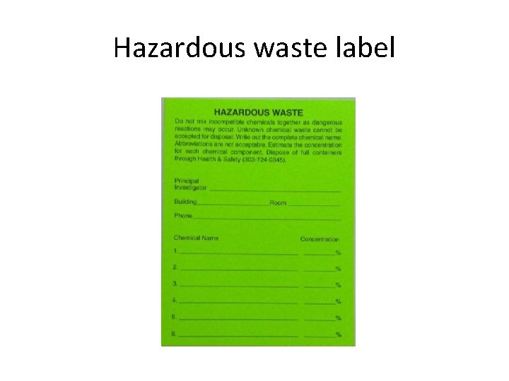 Hazardous waste label 
