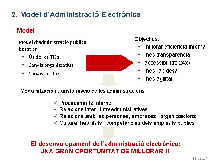 2. Estratègia i Model (2) 2. Model d’Administració Electrònica Model d’administració pública basat en: