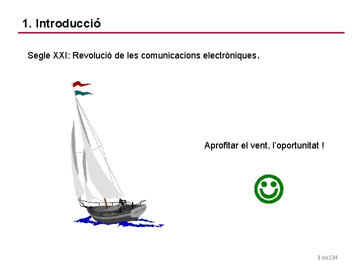 1. Introducció Segle XXI: Revolució de les comunicacions electròniques. Aprofitar el vent, l’oportunitat !