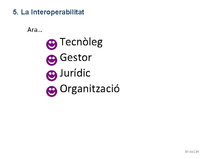 5. La Interoperabilitat Ara… Tecnòleg Gestor Jurídic Organització 39 de 134 