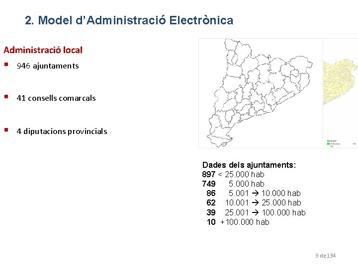 2. Model d’Administració Electrònica Administració local § 946 ajuntaments § 41 consells comarcals §