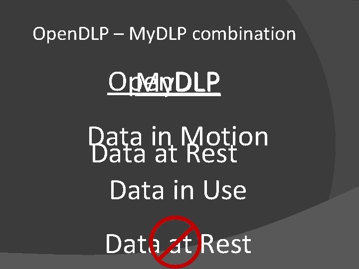 Open. DLP – My. DLP combination Open. DLP My. DLP Data in Motion Data