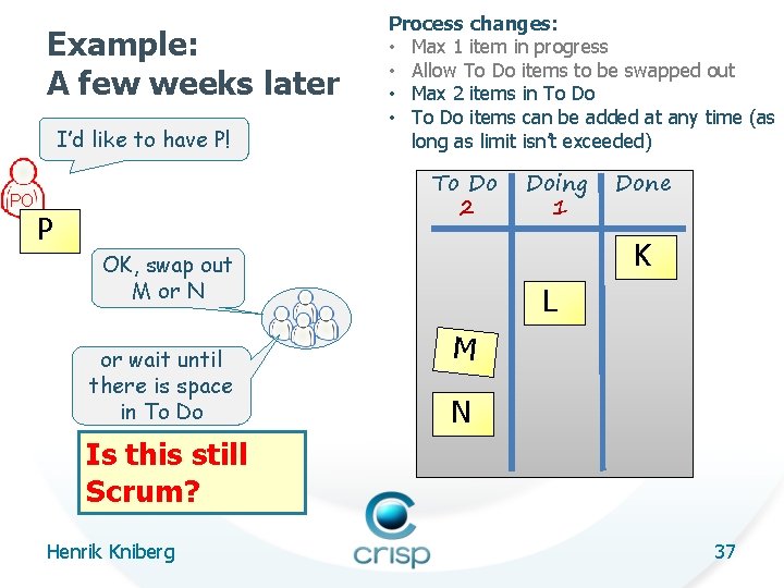 Example: A few weeks later I’d like to have P! PO Process changes: •