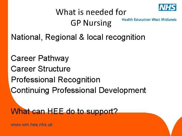 What is needed for GP Nursing National, Regional & local recognition Career Pathway Career What is needed for GP Nursing National, Regional & local recognition Career Pathway Career