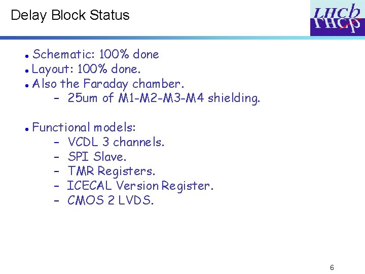 Delay Block Status Schematic: 100% done Layout: 100% done. Also the Faraday chamber. – Delay Block Status Schematic: 100% done Layout: 100% done. Also the Faraday chamber. –