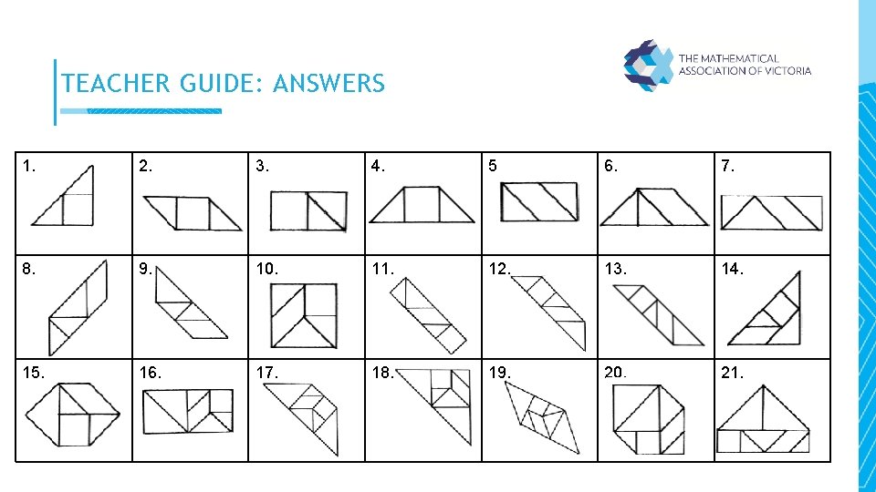 TEACHER GUIDE: ANSWERS 1. 2. 3. 4. 5. 6. 7. 8. 9. 10. 11.