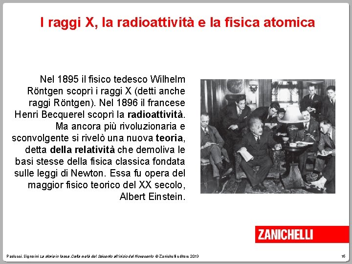 I raggi X, la radioattività e la fisica atomica Nel 1895 il fisico tedesco
