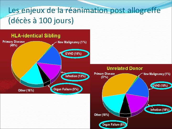 Les enjeux de la réanimation post allogreffe (décès à 100 jours) 