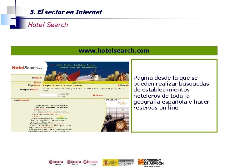 5. El sector en Internet Hotel Search www. hotelsearch. com Página desde la que