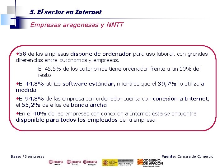 5. El sector en Internet Empresas aragonesas y NNTT • 58 de las empresas