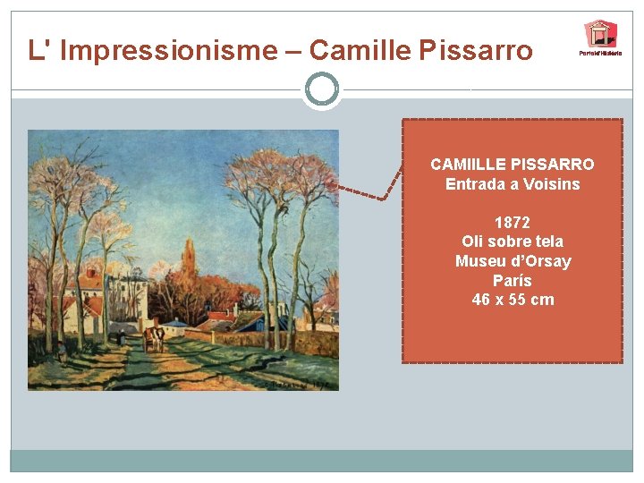 L' Impressionisme – Camille Pissarro CAMIILLE PISSARRO Entrada a Voisins 1872 Oli sobre tela