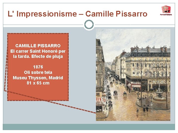 L' Impressionisme – Camille Pissarro CAMIILLE PISSARRO El carrer Saint Honoré per la tarda.