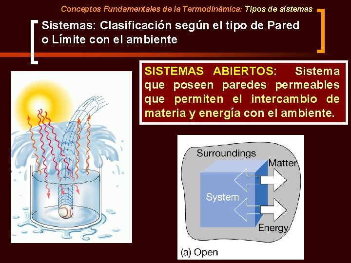 Conceptos Fundamentales de la Termodinámica: Tipos de sistemas Sistemas: Clasificación según el tipo de