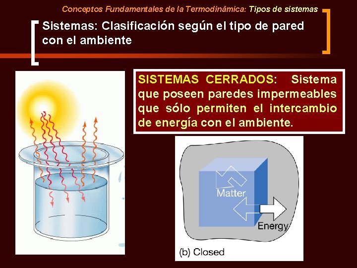 Conceptos Fundamentales de la Termodinámica: Tipos de sistemas Sistemas: Clasificación según el tipo de