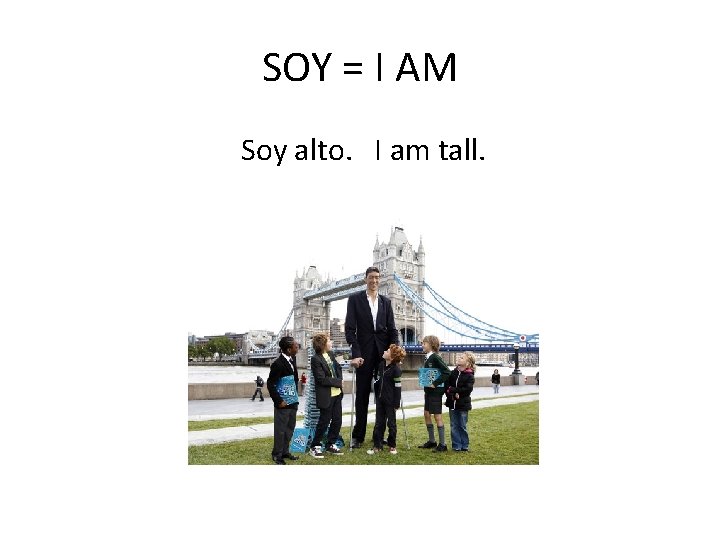SOY = I AM Soy alto. I am tall. 