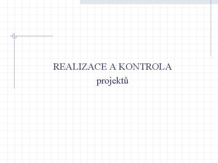 REALIZACE A KONTROLA projektů 