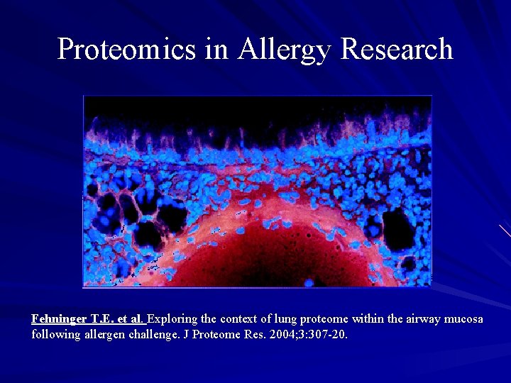 Proteomics in Allergy Research Fehninger T. E. et al. Exploring the context of lung