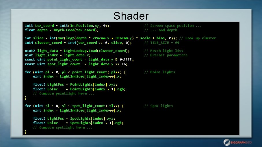 Shader int 3 tex_coord = int 3(In. Position. xy, 0); float depth = Depth.