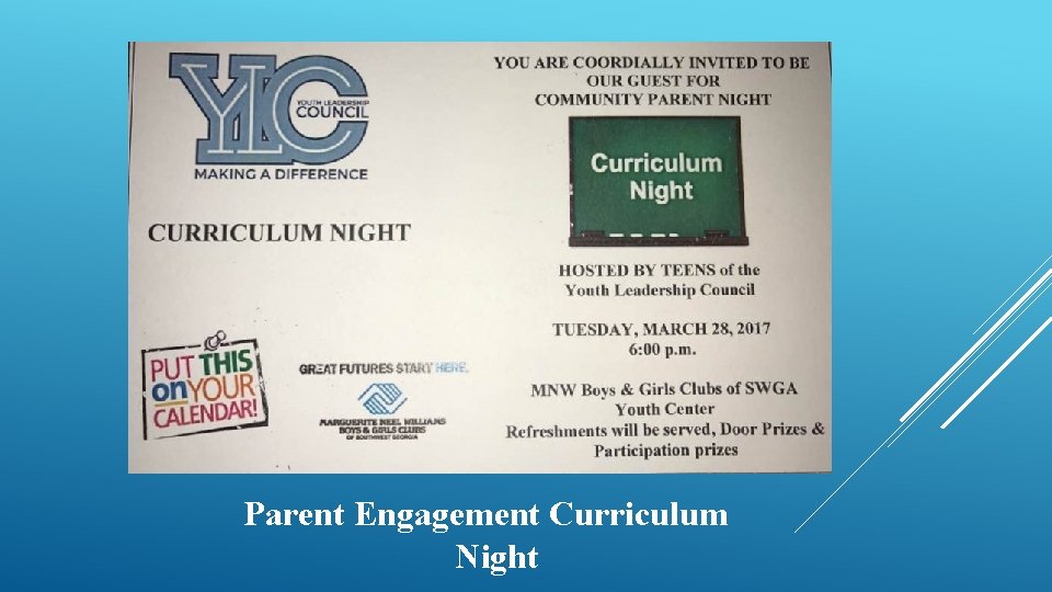 Parent Engagement Curriculum Night 