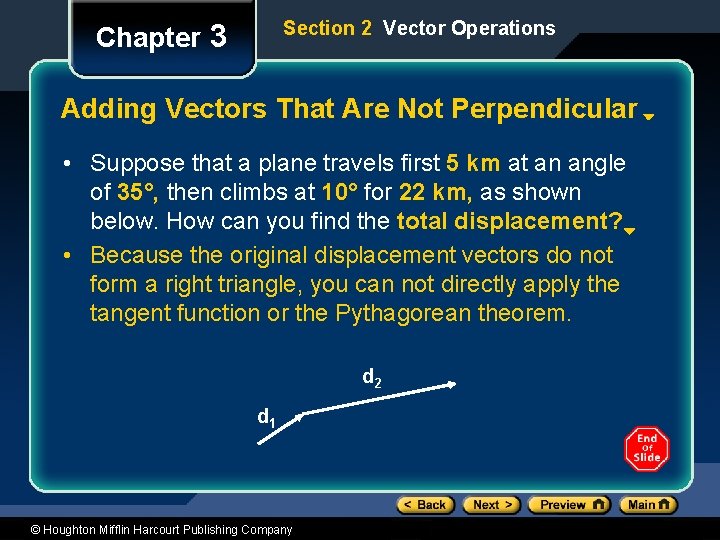 Section 2 Vector Operations Chapter 3 Adding Vectors That Are Not Perpendicular • Suppose