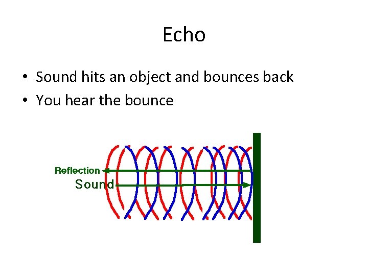 Echo • Sound hits an object and bounces back • You hear the bounce