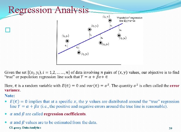 Regression Analysis � CS 40003: Data Analytics 59 