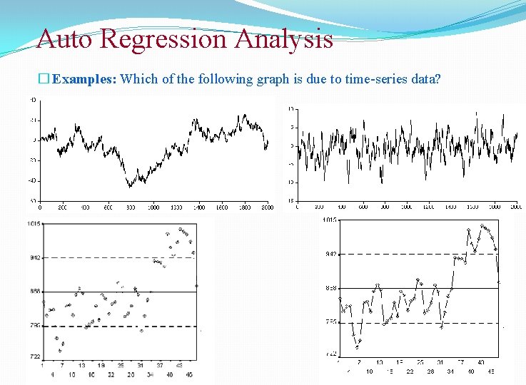 Auto Regression Analysis � Examples: Which of the following graph is due to time-series