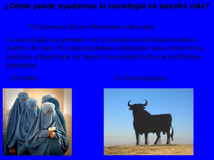 ¿Cómo puede ayudarnos la sociología en nuestra vida? *Conciencia de las diferencias culturales. La