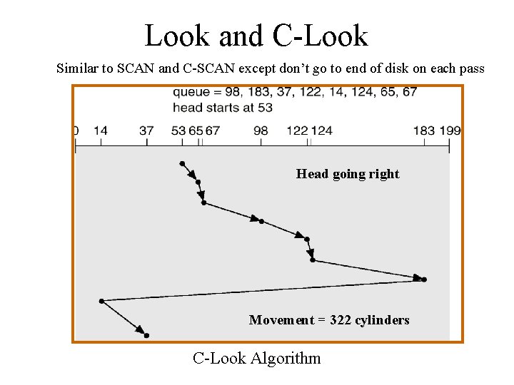 Look and C-Look Similar to SCAN and C-SCAN except don’t go to end of