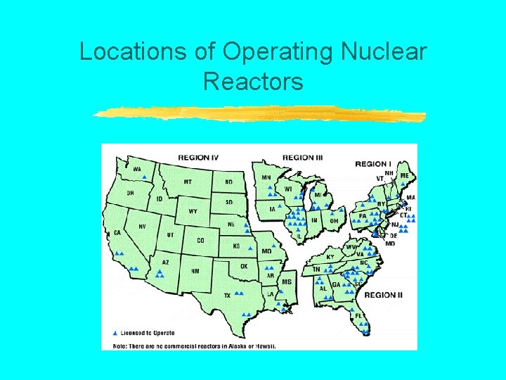 Locations of Operating Nuclear Reactors 
