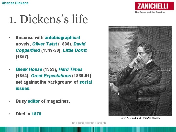 Charles Dickens 1. Dickens’s life • Success with autobiographical novels, Oliver Twist (1838), David