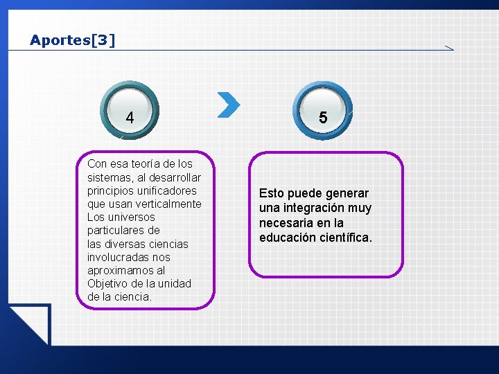 Aportes[3] 4 Con esa teoría de los sistemas, al desarrollar principios unificadores que usan