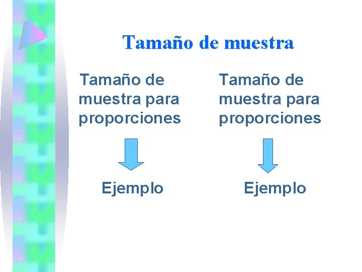 Tamaño de muestra para proporciones Ejemplo 