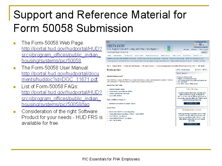 Support and Reference Material for Form 50058 Submission n n The Form-50058 Web Page: