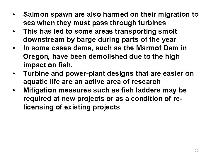 • • • Salmon spawn are also harmed on their migration to sea • • • Salmon spawn are also harmed on their migration to sea