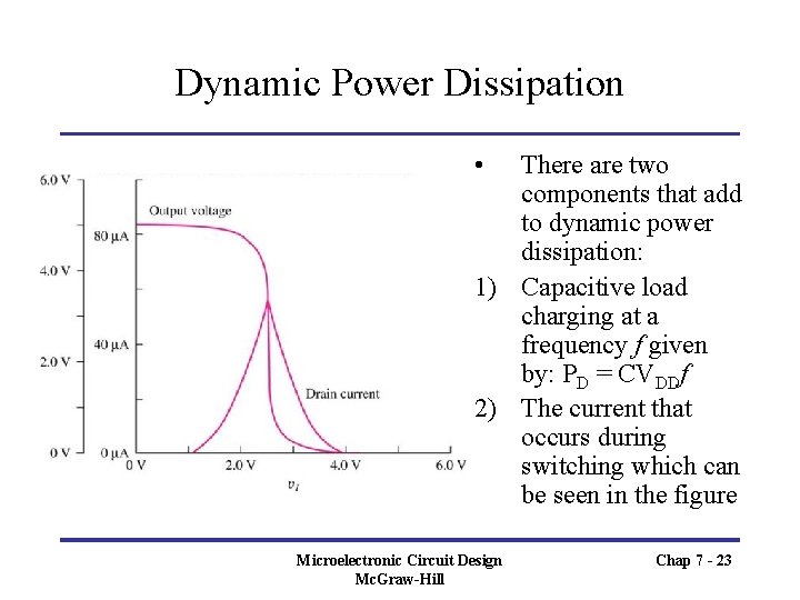 Dynamic Power Dissipation • There are two components that add to dynamic power dissipation: