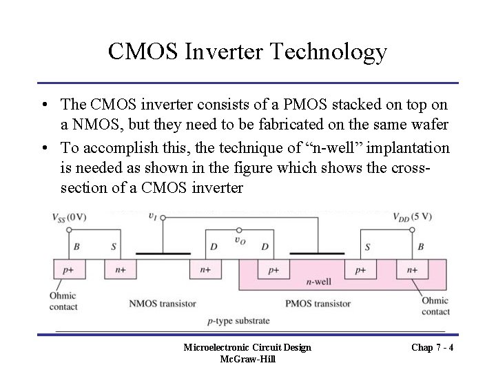 CMOS Inverter Technology • The CMOS inverter consists of a PMOS stacked on top