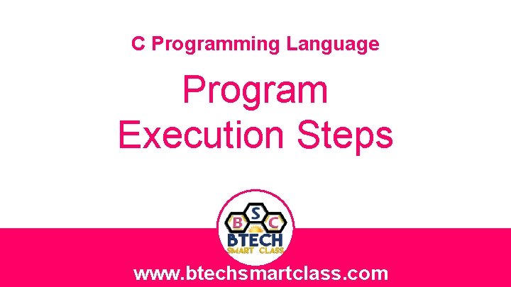 C Programming Language Program Execution Steps www. btechsmartclass. com 