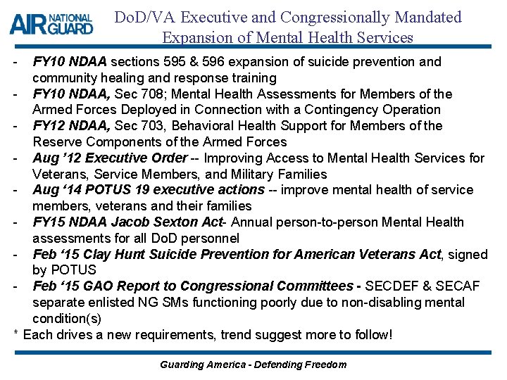 Do. D/VA Executive and Congressionally Mandated Expansion of Mental Health Services - FY 10